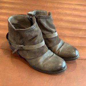Miz Mooz Grey Leather and suede booties